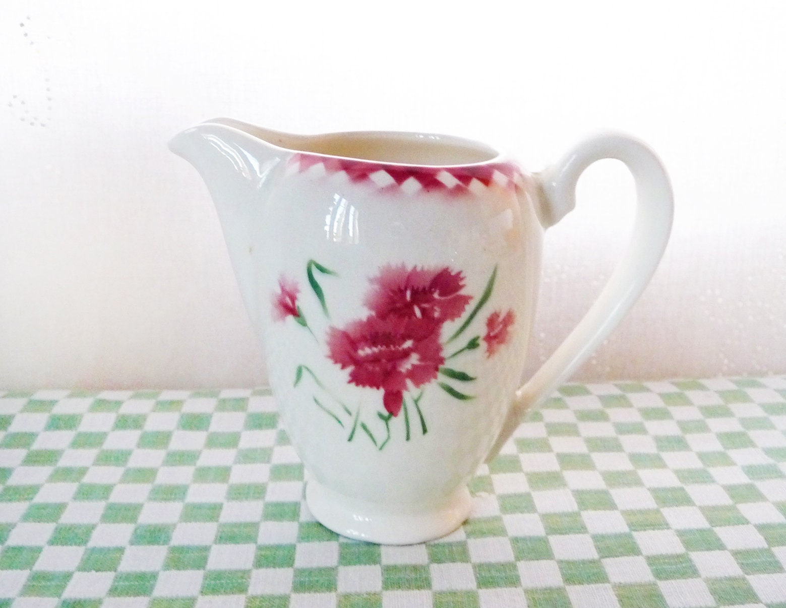 Rare Gorgeous Creamer, Sarreguemines Faïence, Français Faïence Digoin, Mignardises Incarnates Vintag