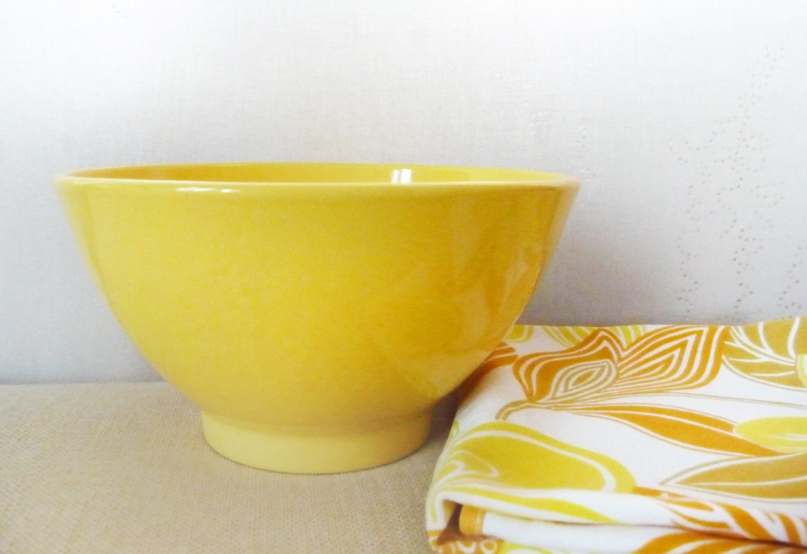 Grand Moulin Des Loups' Café Au Lait Bowl, Vintage Français Poterie, Jaune, Faïence, Shabby Chic, Fe