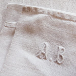 2 paños de cocina de ALGODÓN francés vintage, paños de cocina de color BLANCO NÍTIDO, cocina retro, casa de campo francesa, paños de cocina de chef, letras A B, monograma A B