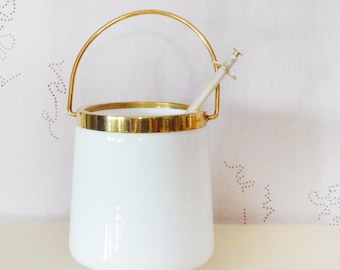 vintage Eiskübel, WEISSES Milchglas MCM Design, französisch Le CRABE tong