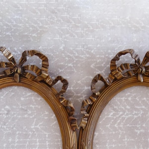 Pair of Antique French OVAL Frames with bow, Edwardian, Gilded, Paris 1900's, France antique