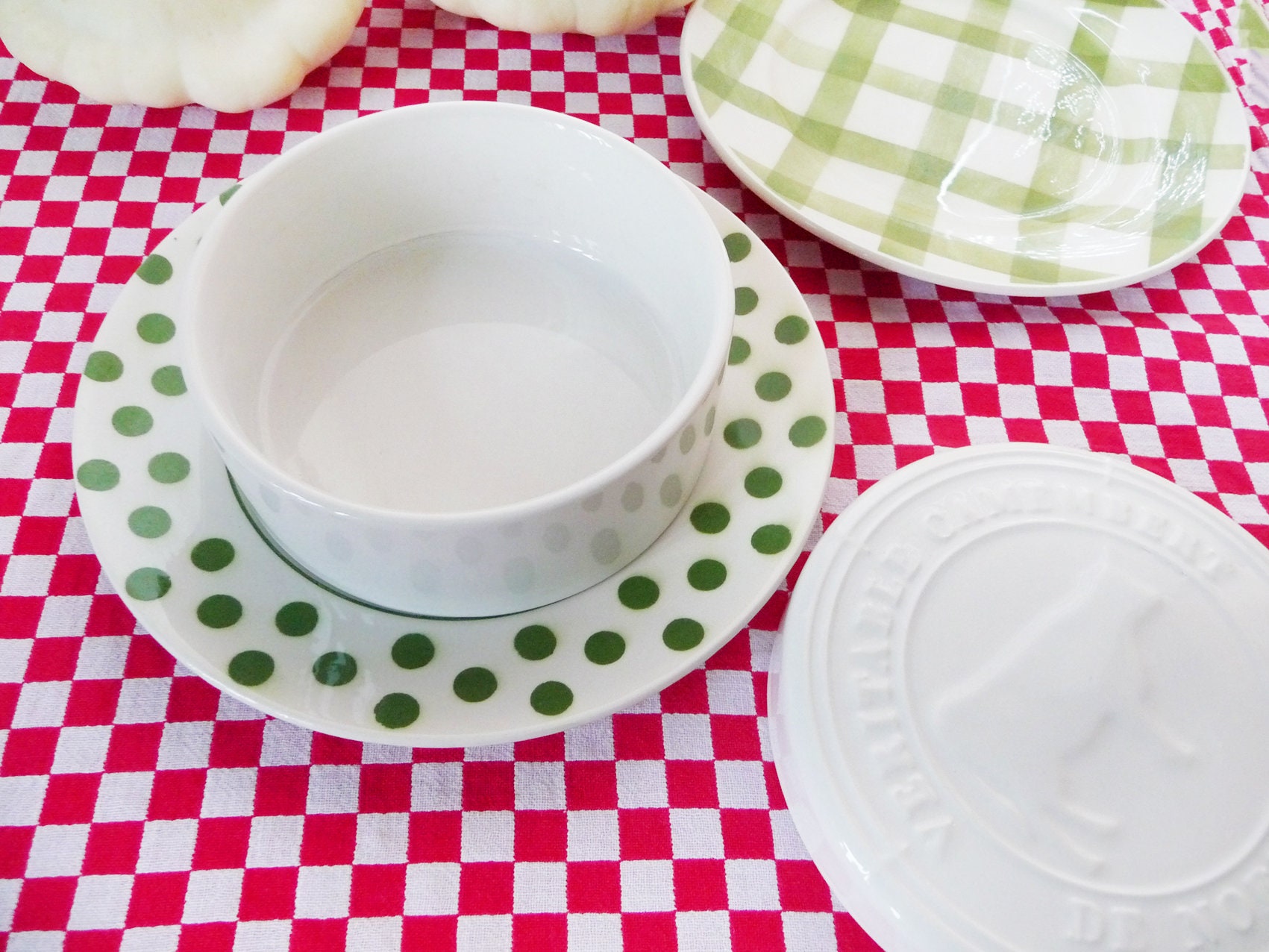 Poterie Brie Baker, Camembert Brie Cheese Pot à Couvercle, Faïence Émaillée Blanche, Bistrot, Vache 