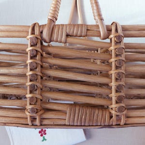 Vintage Rattan Wine Bottle Carrier, French Country Decor, 6-Bottle Rack image 7