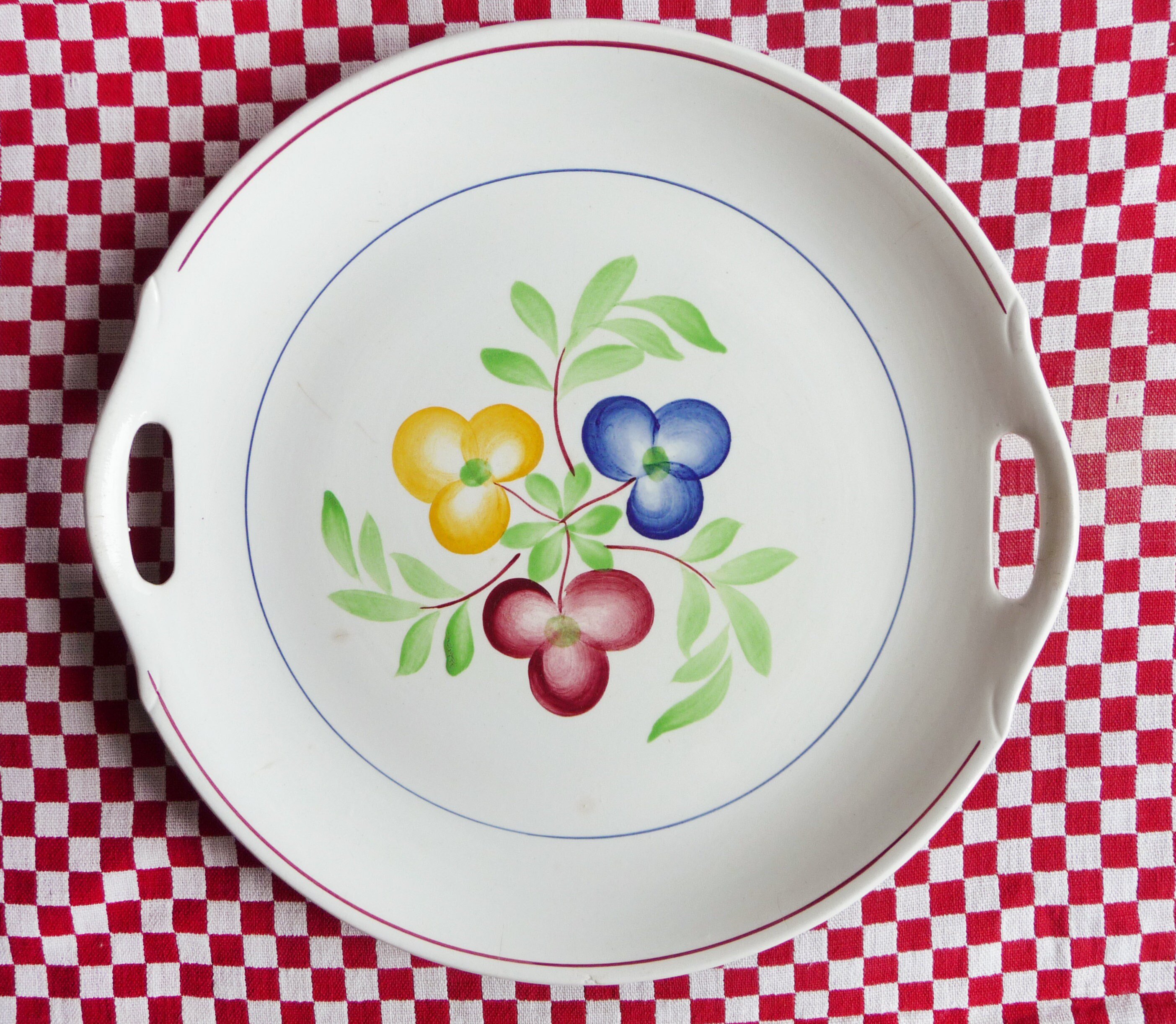 Assiette à Gâteau Vintage, Céranord Raymonde, Fabrique Du Nord, Assiette Tarte, Motif Floral Peint L