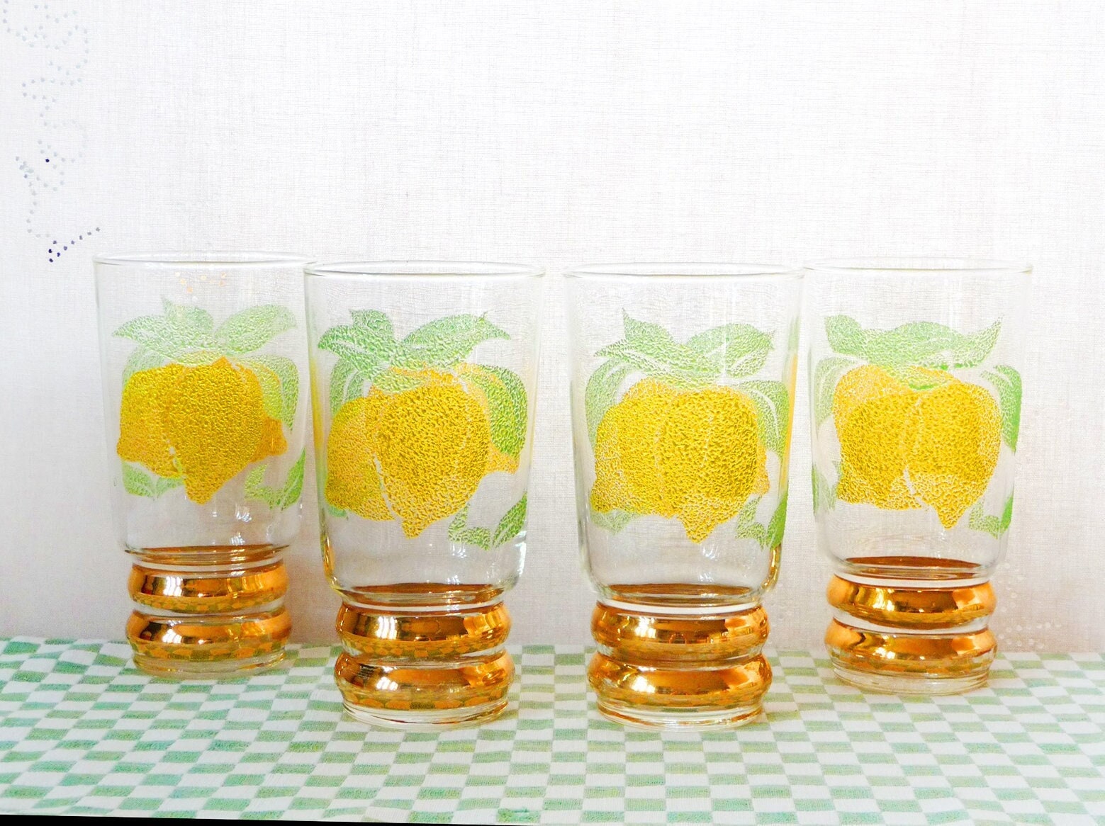 3 Grands Gobelets Lemonade, en Verre Dépoli, Moderne Du Milieu Siècle, Années 1950, Fête, Chariot de