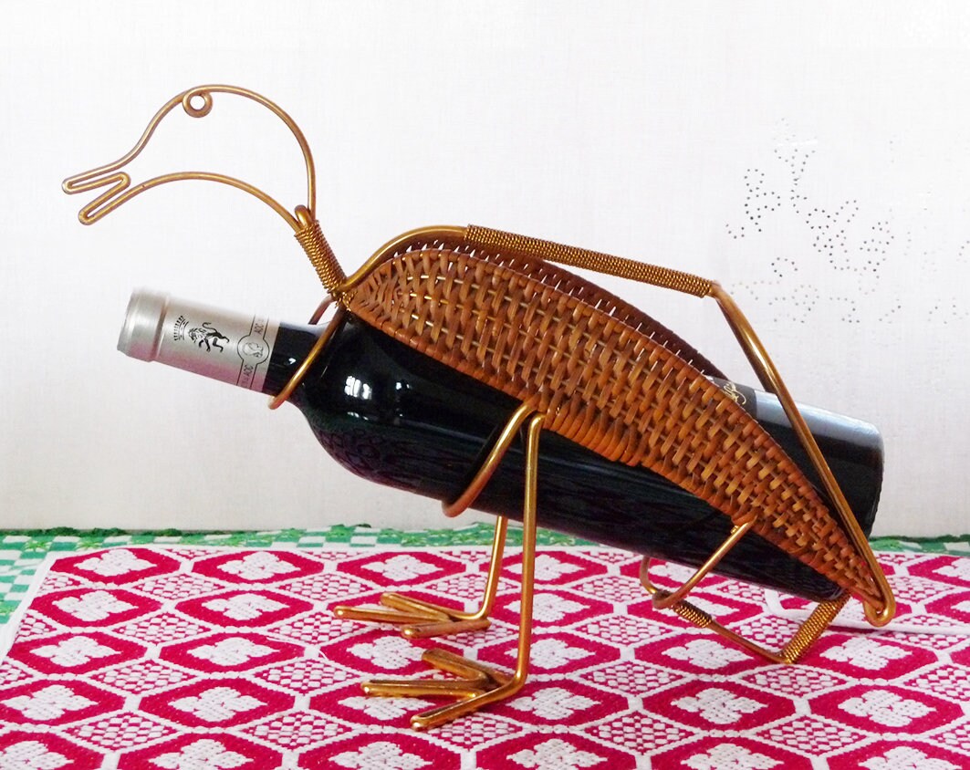 Panier Vintage Wicker Wine en Forme de Duck, Panier Rotin, Couleur Saule Naturel, Années 1960, Franç