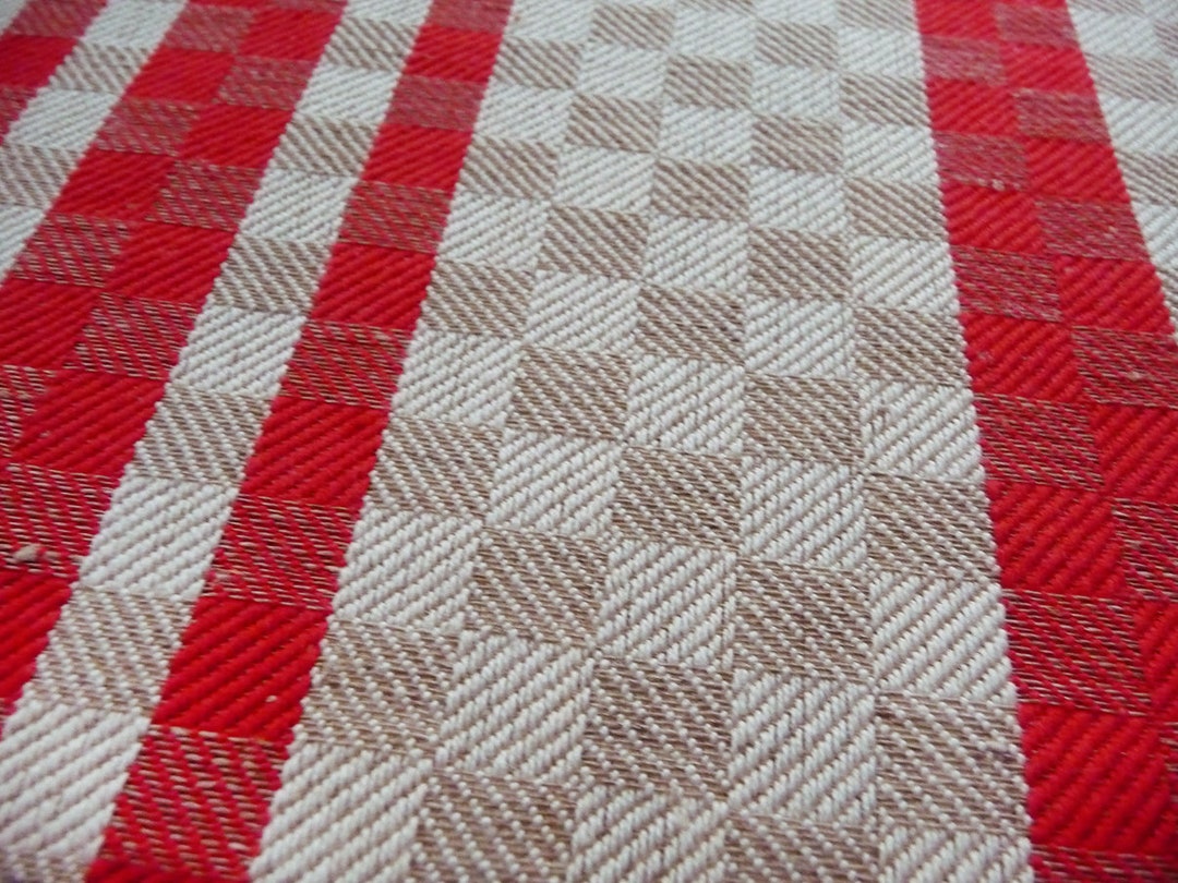 Vintage Basque Linen Kitchen Towel: Red Beige Checkerboard, - Etsy