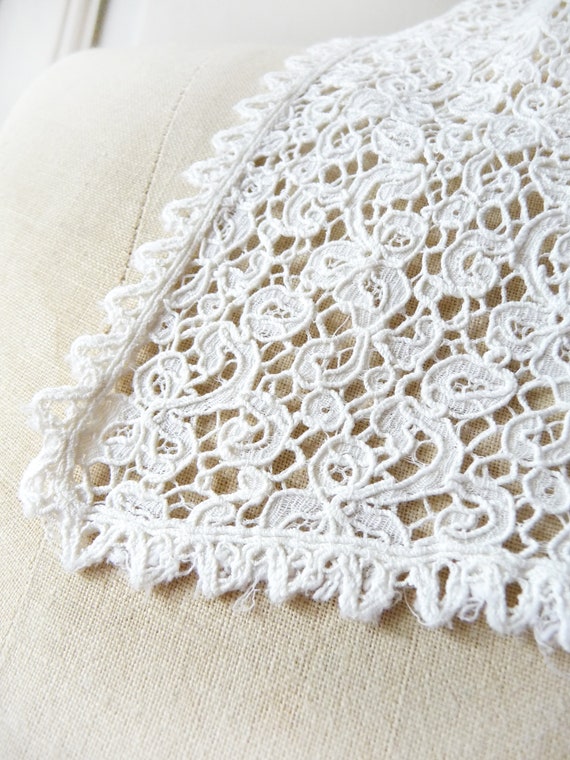 Vintage White Cotton Embroidered Collar, Retro We… - image 3