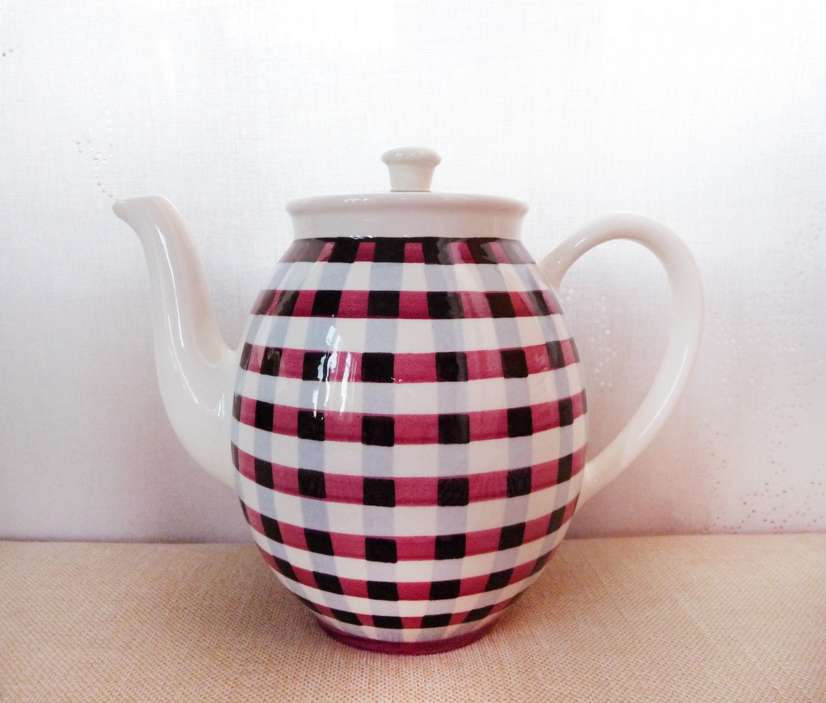 Teapot, Villeroy & Boch Glasgow, Cafetière, Tartan, Cafetière Vintage, France Saar, Chèques, Gingham