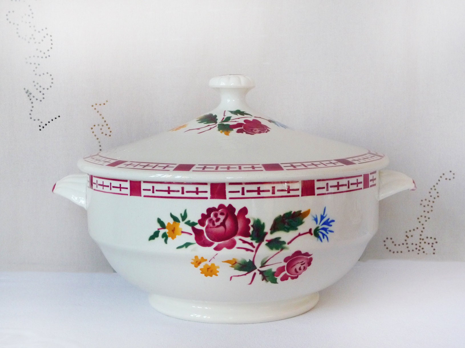 Magnifique Danielle Digoin Tureen, Années Trente, Sarreguemines Absolument Charmantes, Digoin Vintag