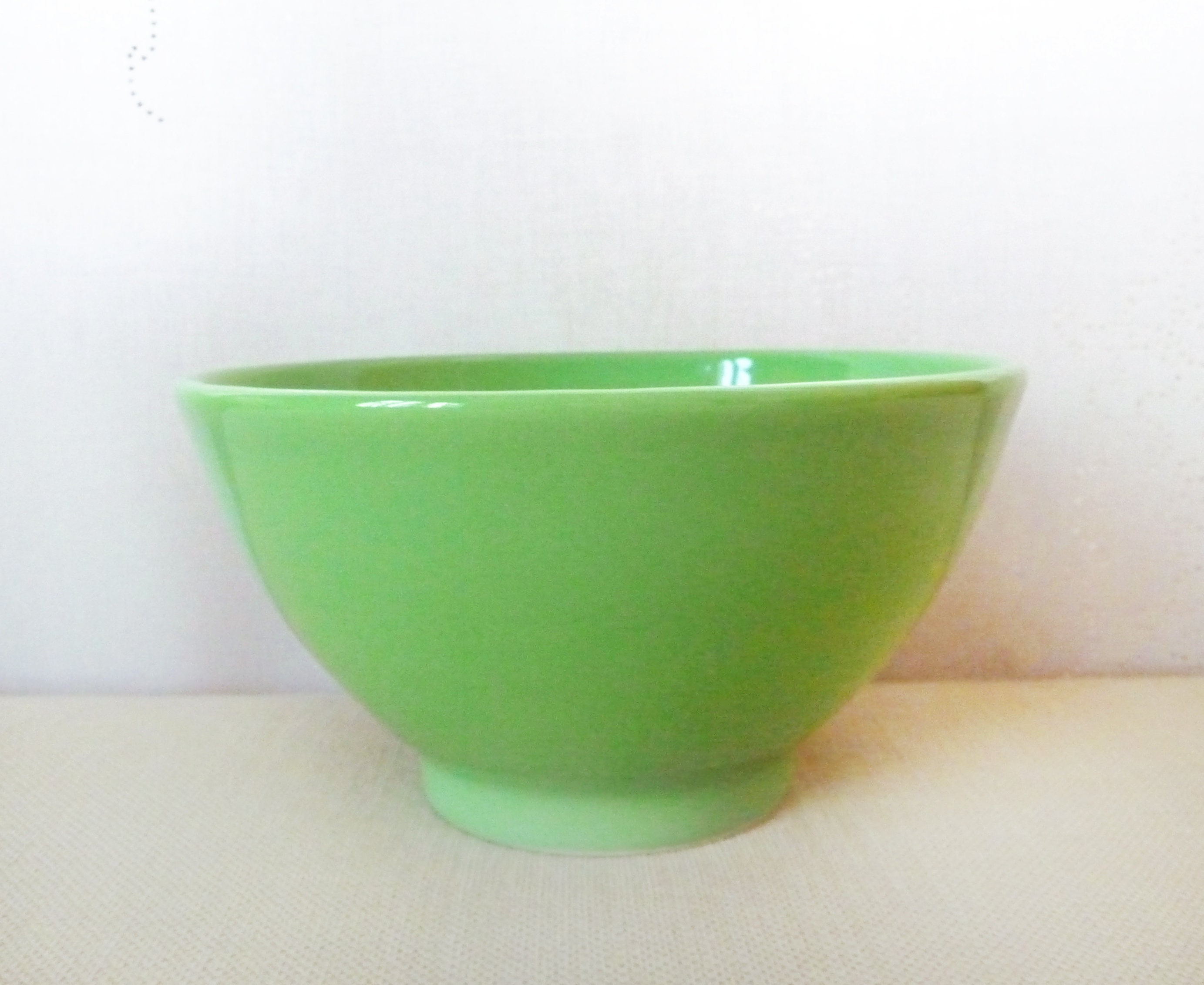 Extra Large Moulin Des Loups' Café Au Lait Bowl, Vintage Français Pottery, Green, Earthenware, Shabb