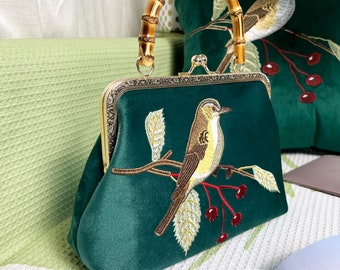 Embroidery velvet Bag for dinner Vintage Evening Bags for women christmas gift for her bag for anniversary birthday gift for mom