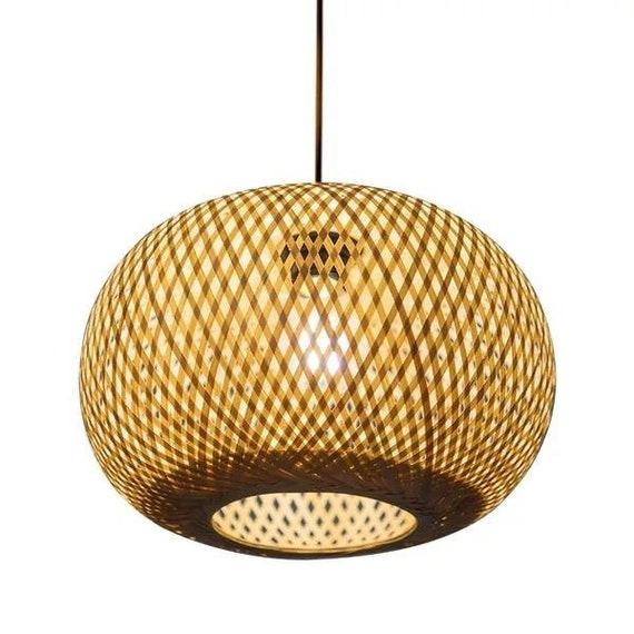 8craftsmen Handmade Bamboo Woven Pendant Light Tropical Boho Natural Household Lamp