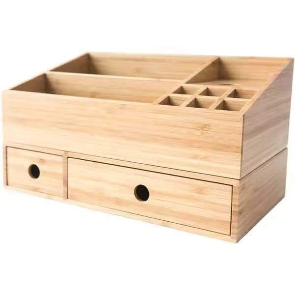 8Craftsmen handmade bamboo makeup organizer desktop storage gift for her