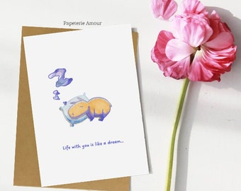 Capybara Love Card | Dreamy Card | Valentine's Day Card | Cute Love Card | Anniversary Card