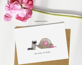 Raccoon Card | Cute Personalized Valentine's Day Card | Cute Anniversary Card