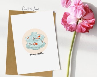 Tea Cup Card | Cute Personalized Card | Sweet Anniversary Card