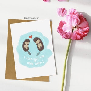 L'amour comme nul loutre carte | Carte d'amour | Carte de la Saint-Valentin | Carte d'anniversaire | Carte de coeur
