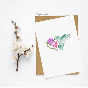 Carte Oiseau-Mouche | Carte personalisée classique | Anniversaire de Mariage| Remerciement| Bon rétablissement| Carte vierge| Fête des mères