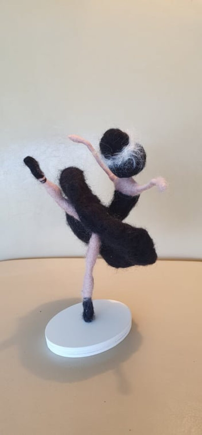 Black Graceful Ballerina Felted Figurine, Swan Lake Figure , Needle ...