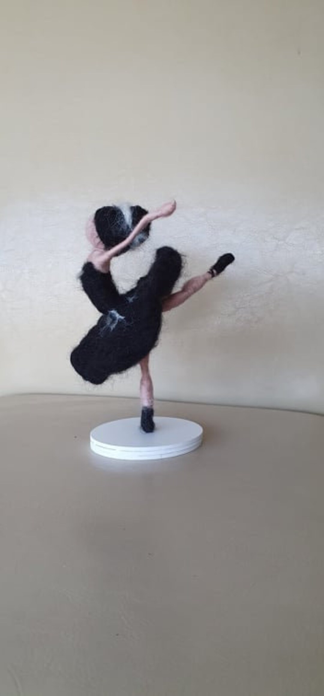 Black Graceful Ballerina Felted Figurine, Swan Lake Figure , Needle ...