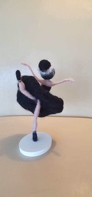 Black Graceful Ballerina Felted Figurine, Swan Lake Figure , Needle ...