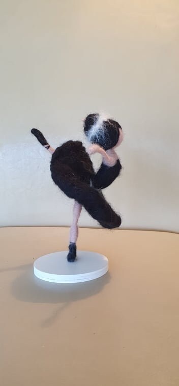 Black Graceful Ballerina Felted Figurine, Swan Lake Figure , Needle ...