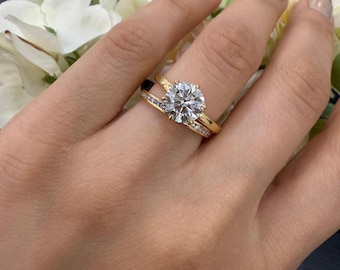 IGI D/VS Lab Grown Diamond Engagement Ring: Tulip Platinum & 18k Gold Solitaire