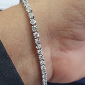 F/VS 3.60Ct Round Natural Diamond Tennis Bracelet, 18K White Gold Diamond Bracelet, Anniversary Diamond Bracelet Handmade Diamond Bracelet