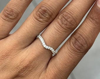 0.33Ct Diamond Wishbone Ring: 9Ct White Gold Half Eternity Band