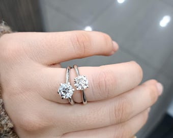 IGI D/VS Lab Grown Round Diamond Engagement Ring: Platinum & 18k Gold Cathedral Solitaire