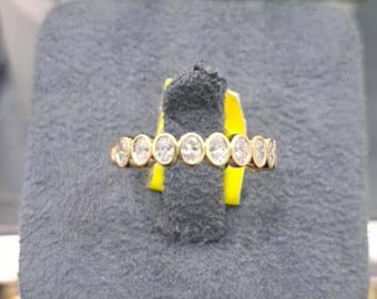 Handmade 0.70CT Lab Grown Oval Diamond bezel set Eternity Ring, 18K Gold, UK Hallmarked