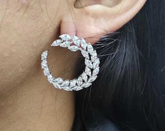 IGI Certified Lab Grown Marquise Diamond Earrings: 5.00ct Fancy Marquise, Platinum