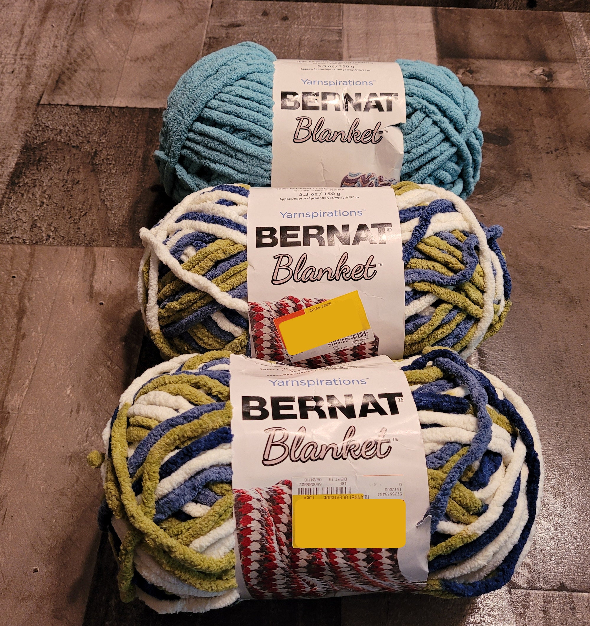 Bernat Blanket Yarn 3 Skeins, 2 Oceanside, 1 Teal 