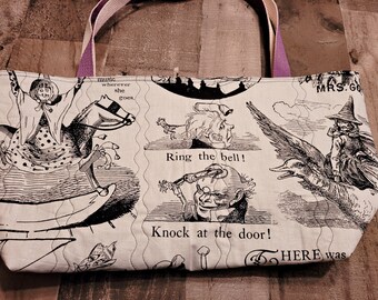 Mega Maker Tote - Nursery Rhymes print, detail quilted body