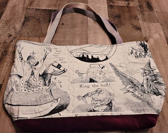 Mega Maker Tote - Nursery Rhymes print, detail quilted body