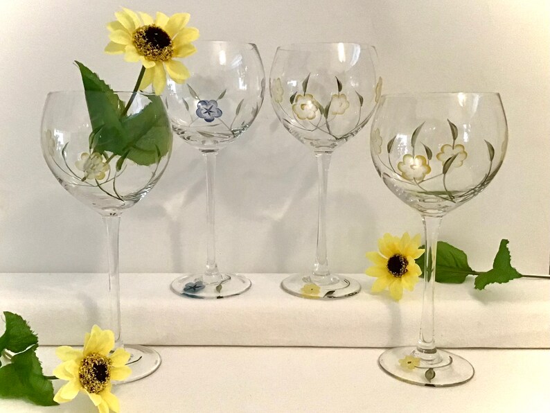 Lenox Wine Glasses Set of 4 Balloon Wine Glasses Blown Glass