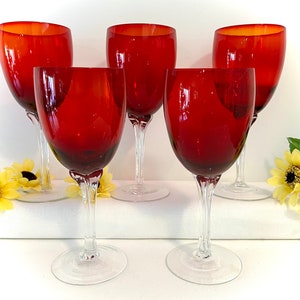 Wine Glasses Red Exquisite Vintage Red Wine Glasses Delicate Sculpted Stems with 4 Petals - Gift Party Celebration