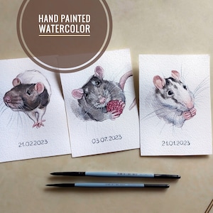 Aquarel aangepast rattenportret, gepersonaliseerde rattentekening, ratillustratie, aangepaste rat schilderij, housewarming cadeau rattenliefhebber, rat gedenkteken