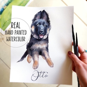 Aangepast huisdierportret, echte handgeschilderde aquareltekening van je hond, kat, rat, paard