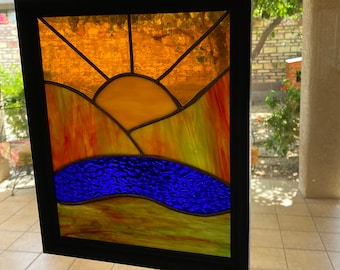 Stained Glass Sunrise Stained glass sunset suspend.it Nail Cover Colorful Wall Hook