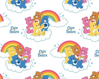 Camelot Fabric Care Bears Bedtime Bear in Blue HALF METRE
