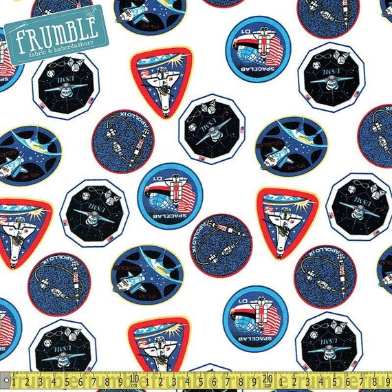Riley Blake Fabric NASA Out Of This World Logo Black HALF METRE
