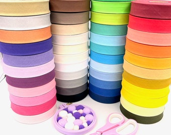 Craft Cult 25mm (1") Wide Plain Bias Binding Tape - Made in Europe - 25m Roll