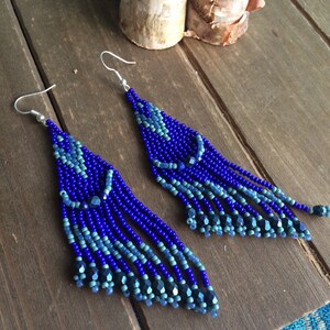 Blaue Ohrringe Tribal perlen Boho vintage basken ohrringe blau anhänger vintage basque amerikanisch perlen anhänger glas fächer perlen