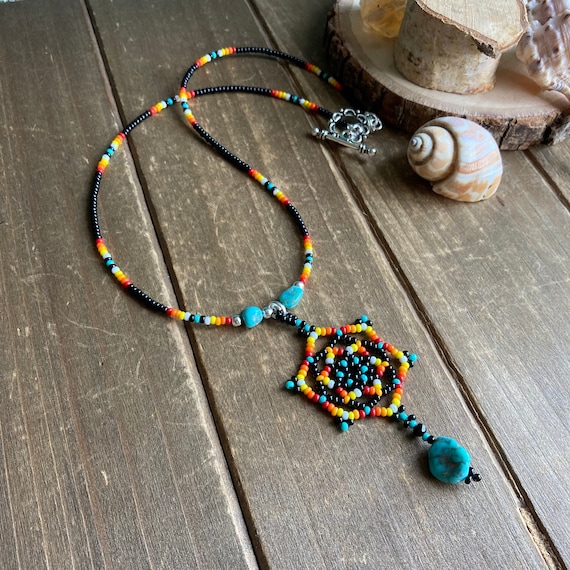 Details about   native american  Turquoise necklace/ Handmade Beaded Necklace 