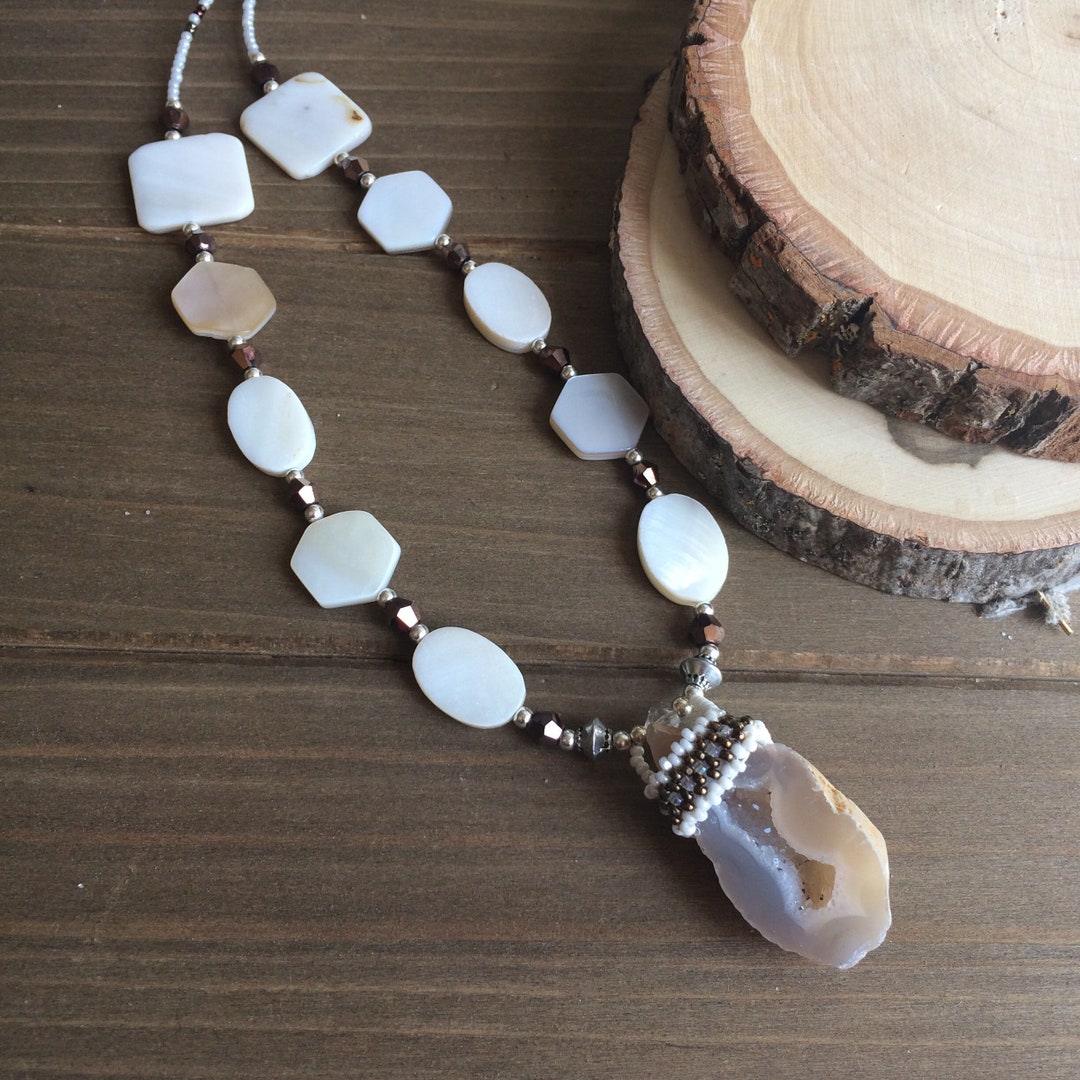 Pendentif Coquille Nacre Perles Antique P80 - Bijou Sans Collier, Neuf Sans Emballage