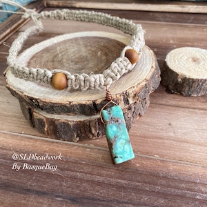 Chrysoprase necklace hemp raw green necklace choker boho style hippie necklace tribal stone festival gemstone unique jewelry for men women