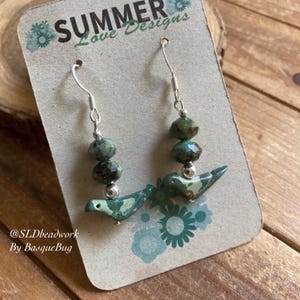 Geschnitzte Zuni Vögel Ohrringe Türkis Stein Edelstein handgemachte baumeln Tropfen Perlen Boho Tribal Stil einheimische Kunst Tier Silber Frauen