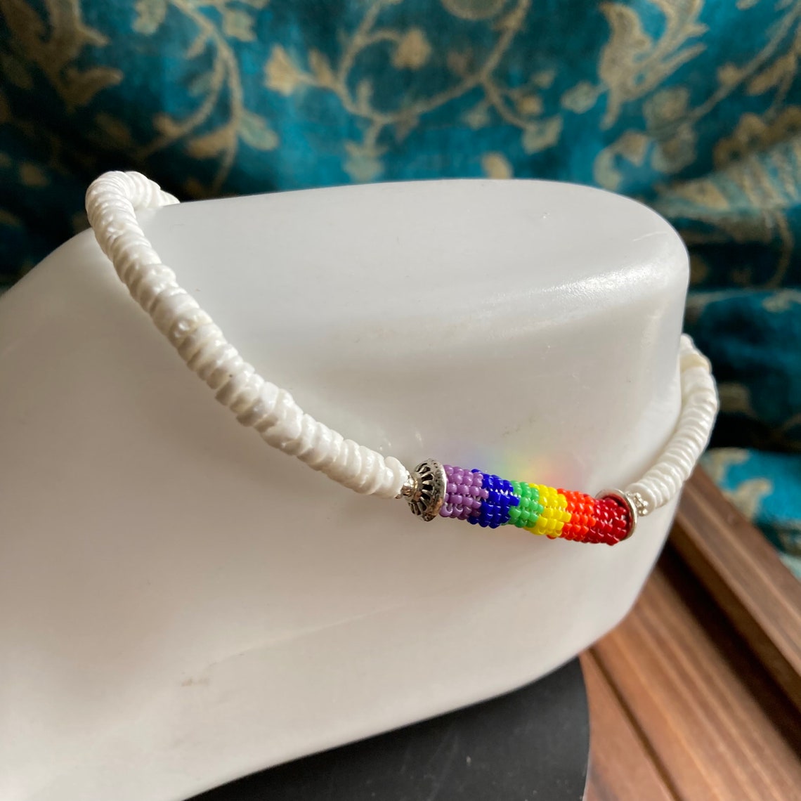 Puka Shell Anklet Hawaiian Anklet Rainbow Peyote Beaded Anklet Etsy